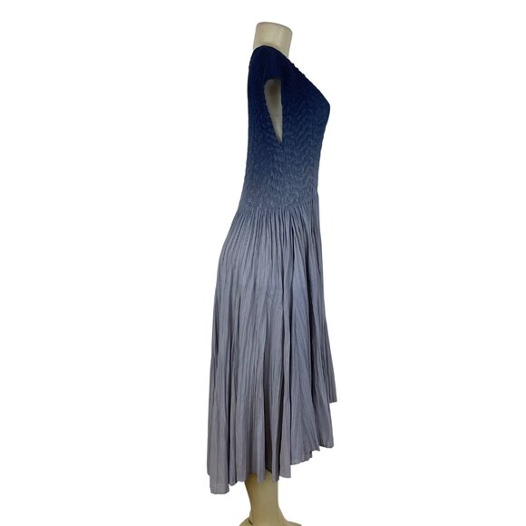 Vannie Couture Women’s Grey Ombre Pleated Midi Dress Stretch One Size Fits Most - Picture 2 of 6